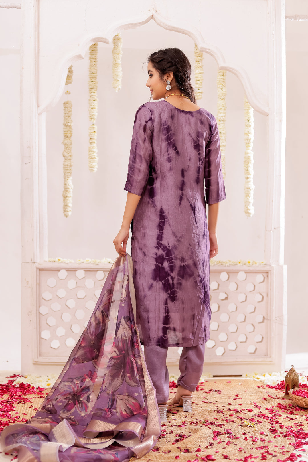 Purple Soft Silk Straight Cut Kurta Set