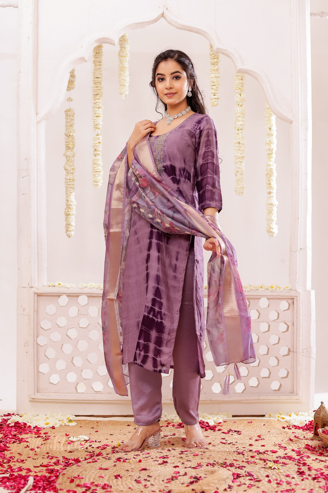 Purple Soft Silk Straight Cut Kurta Set