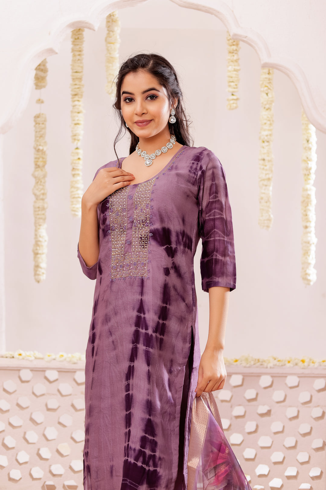 Purple Soft Silk Straight Cut Kurta Set