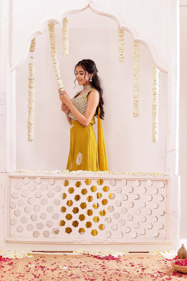Mustard Soft Silk Lengha Choli