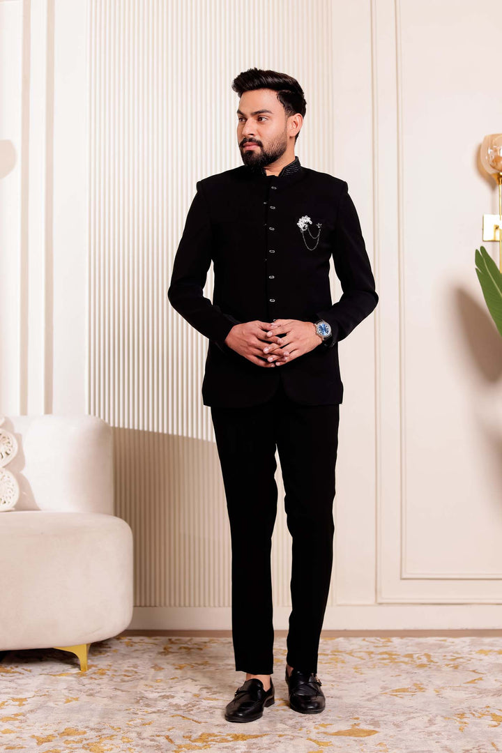 Black Jodhpuri Suit