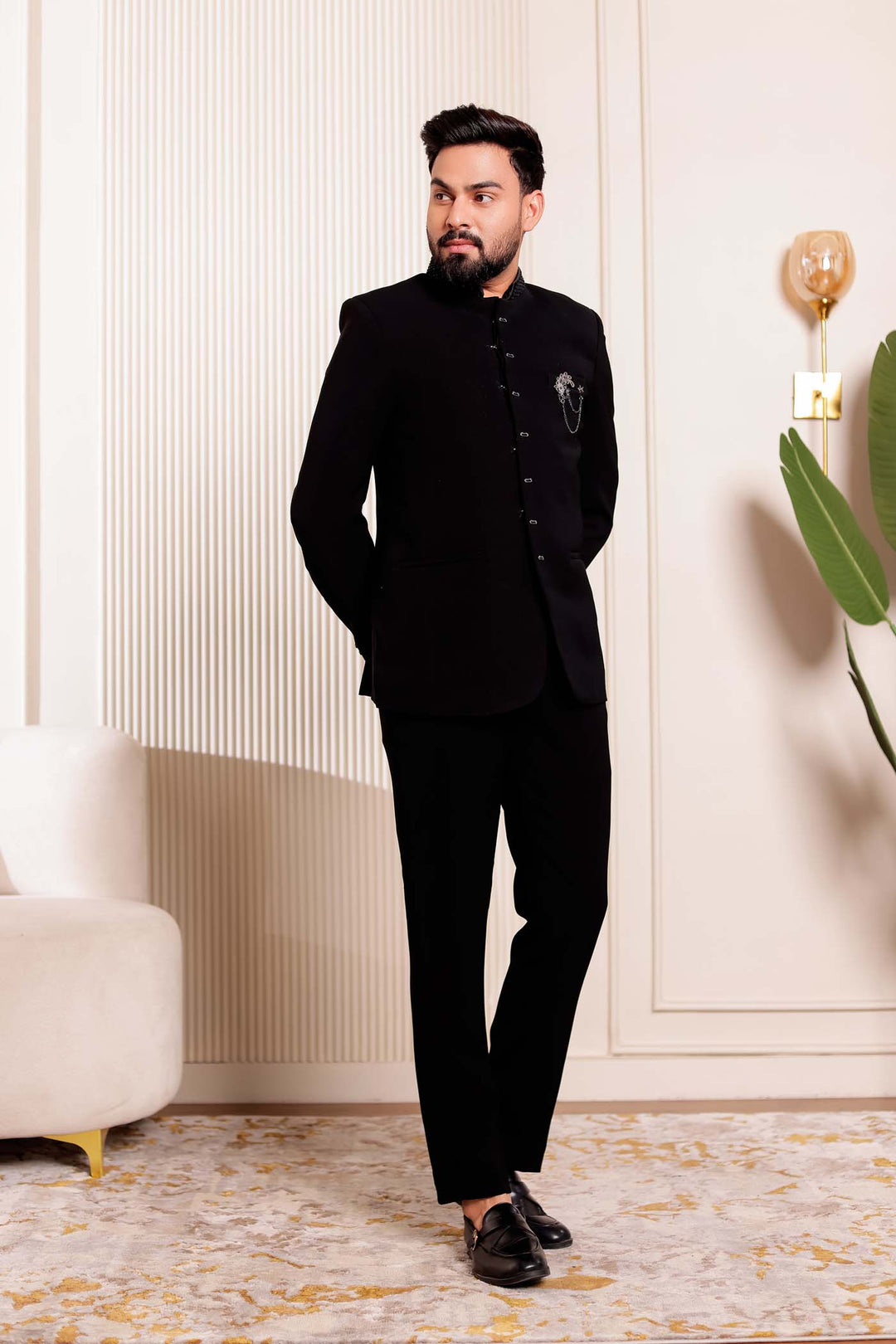 Black Jodhpuri Suit