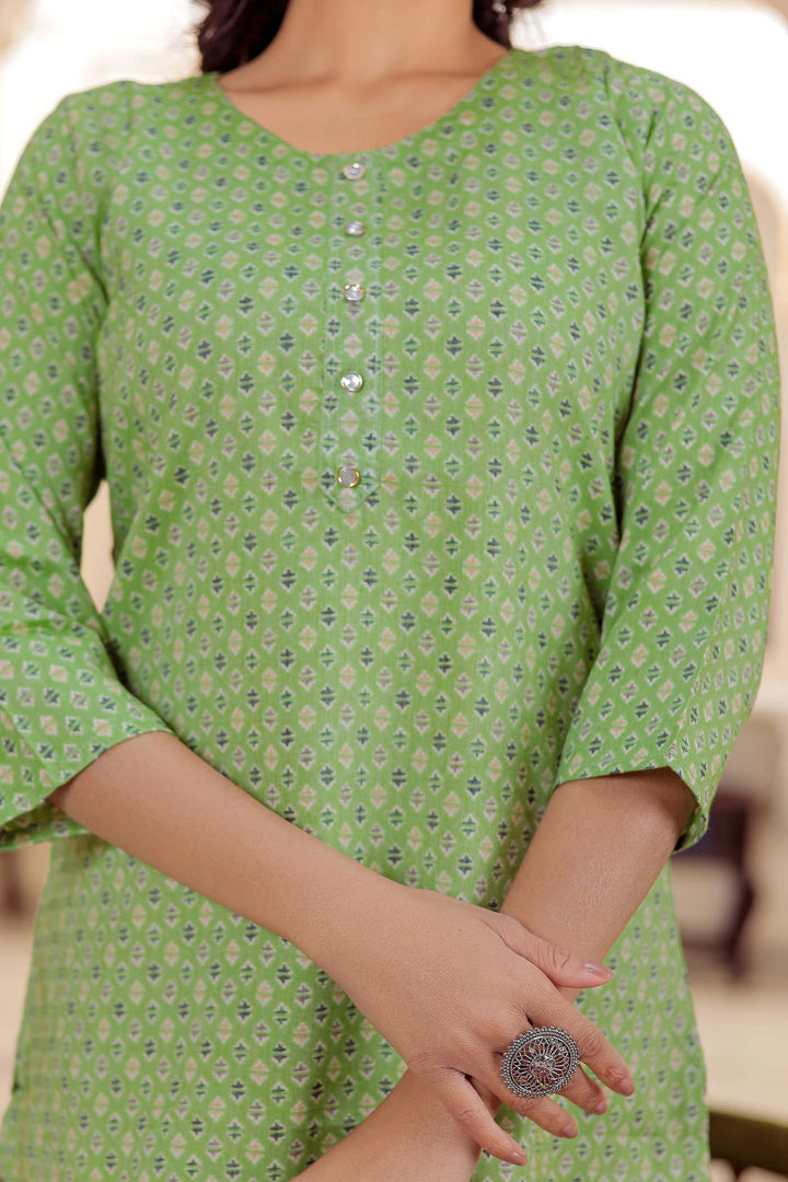 Mint Green Rayon Short Kurti Top.