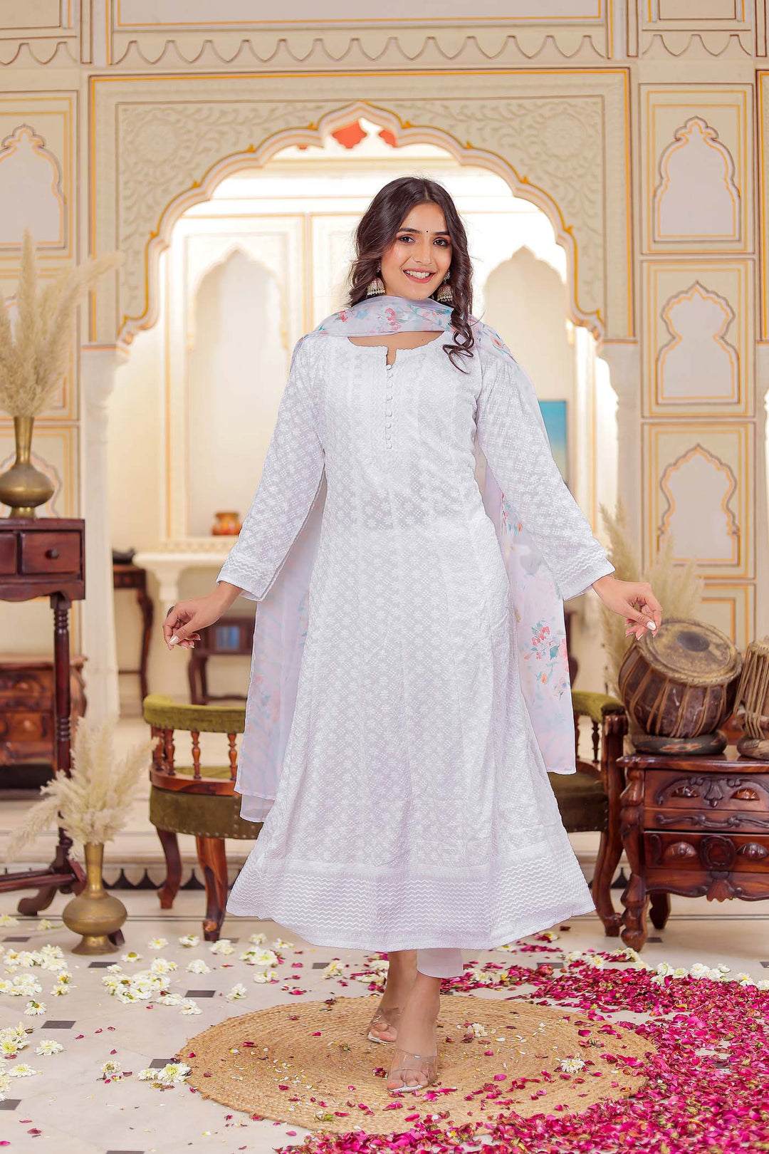 Off White Anarkali Suit.