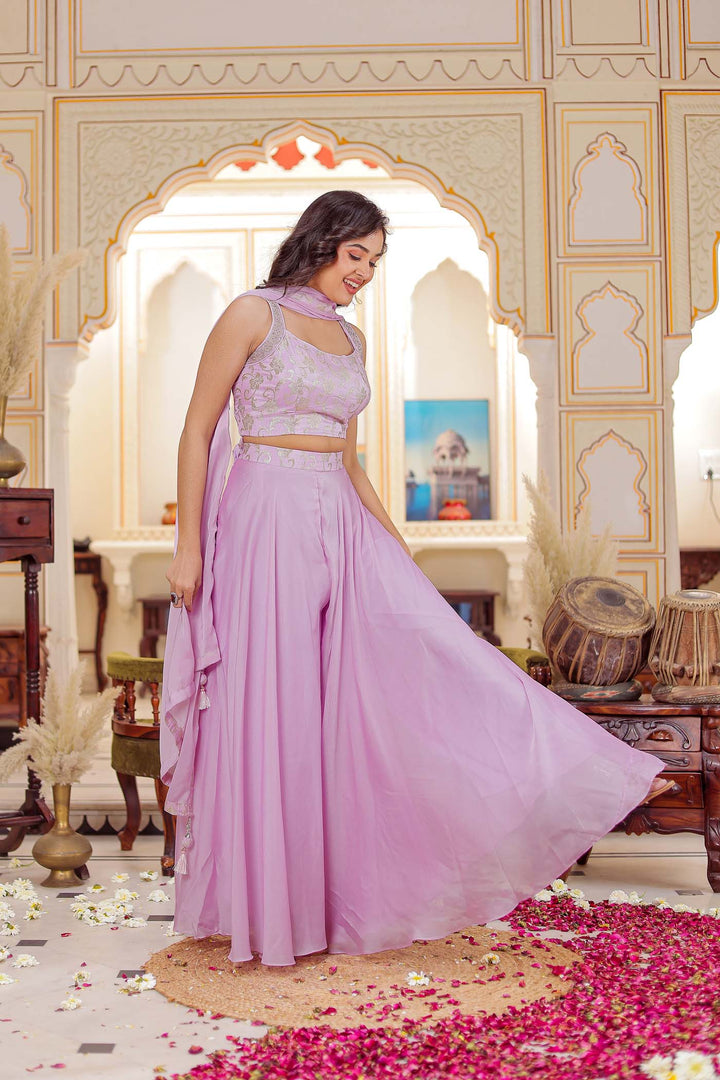 Lilac Palazzo Choli Set.