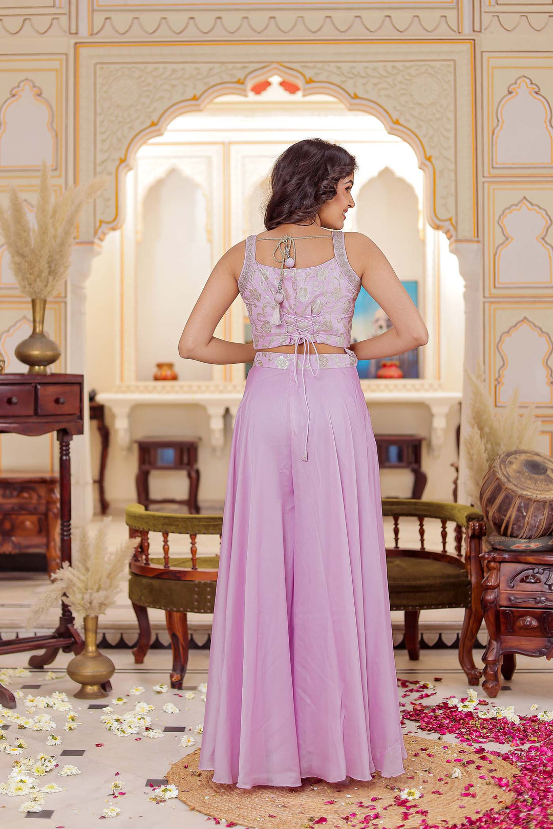 Lilac Palazzo Choli Set.