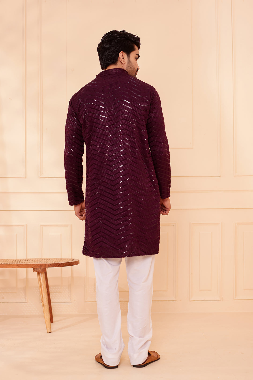 Back of Plum Kurta Suit