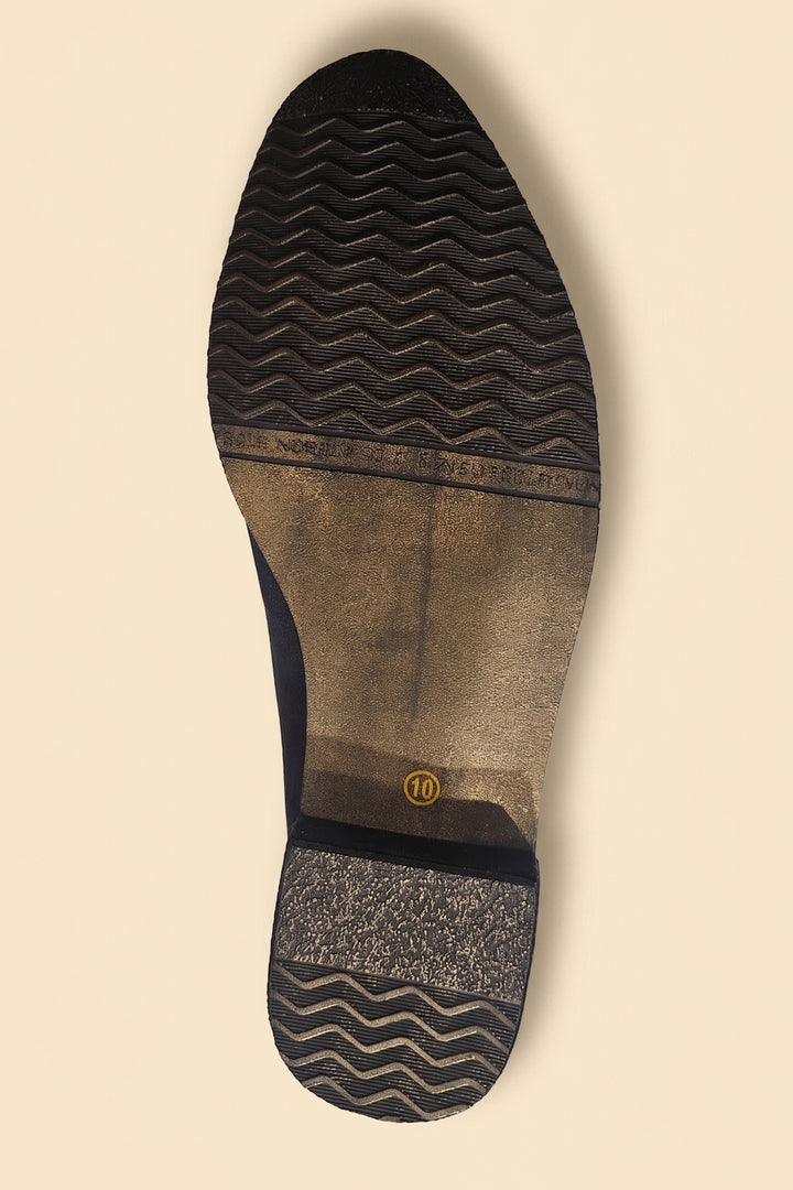 Black Mens Mirror Work Velvet Shoes.