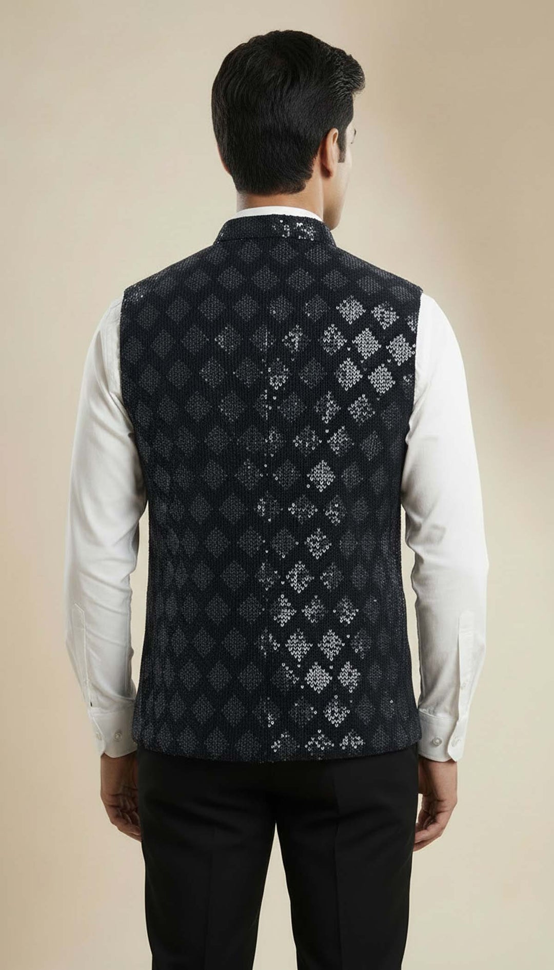 Navy Blue Velvet Waistcoat.