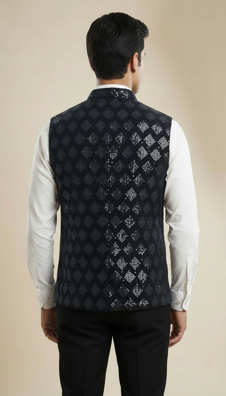 Navy Blue Velvet Waistcoat.