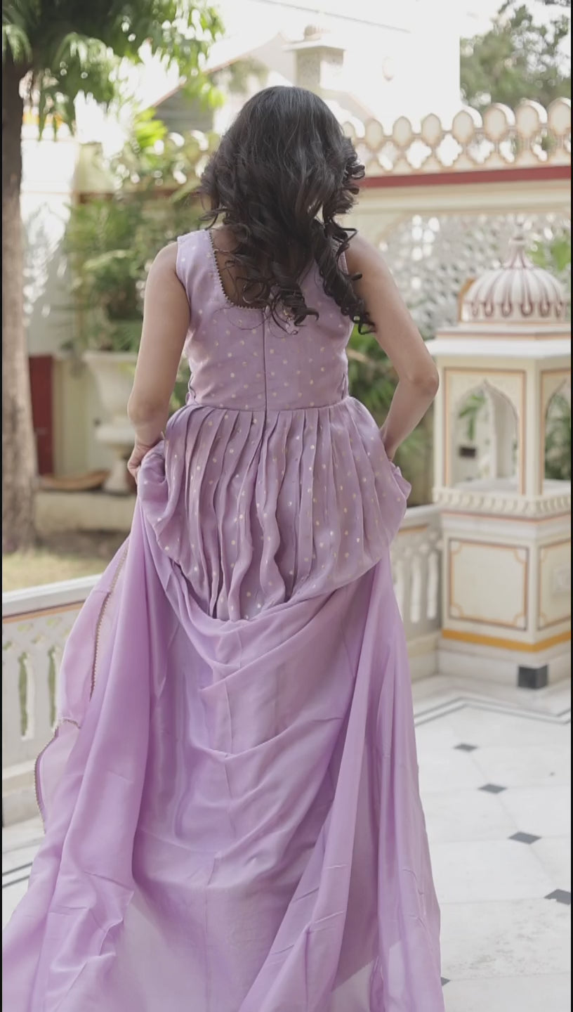 Lilac Banarsi Silk Anarkali Suit