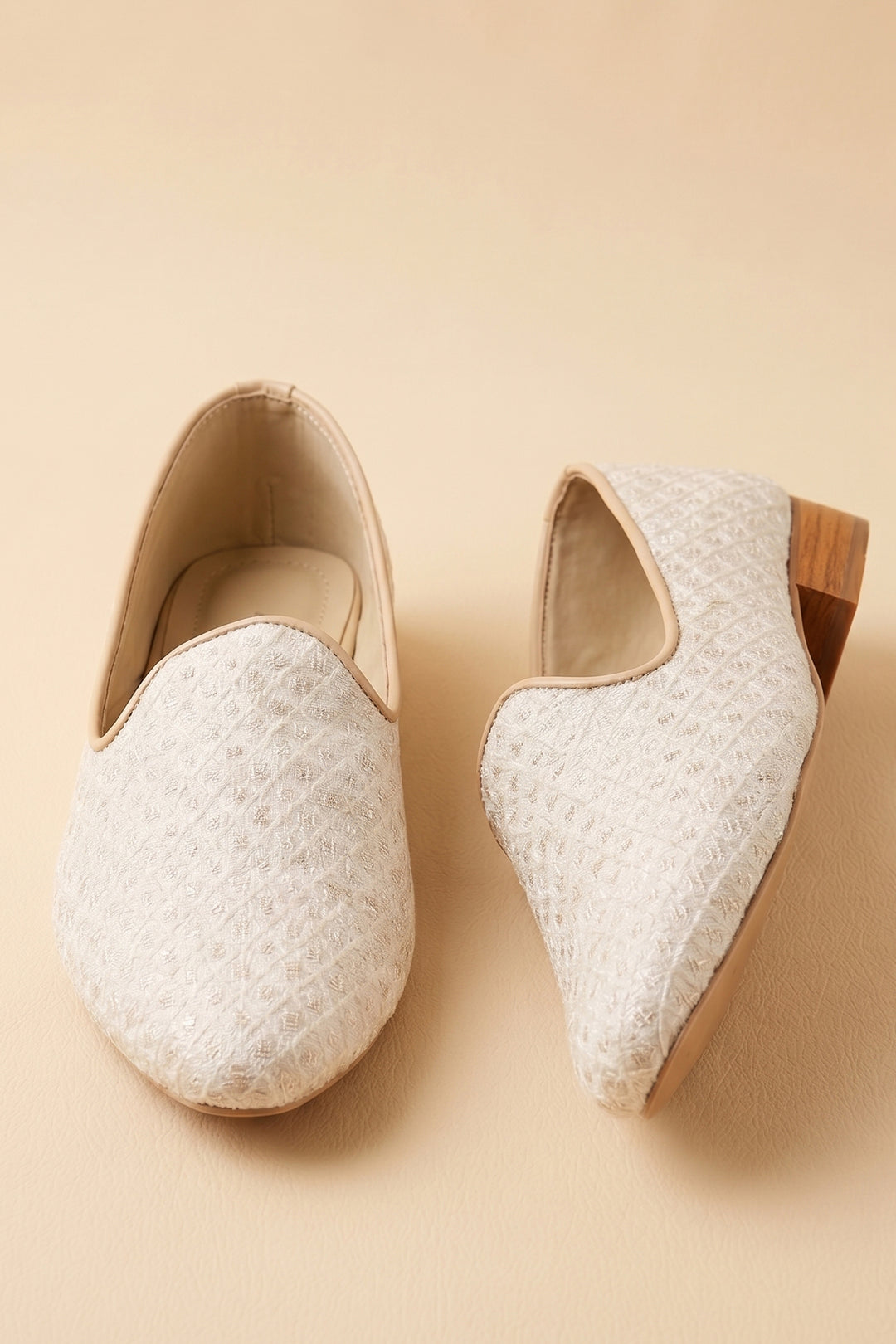 Cream Mens lucknowi work shoes.