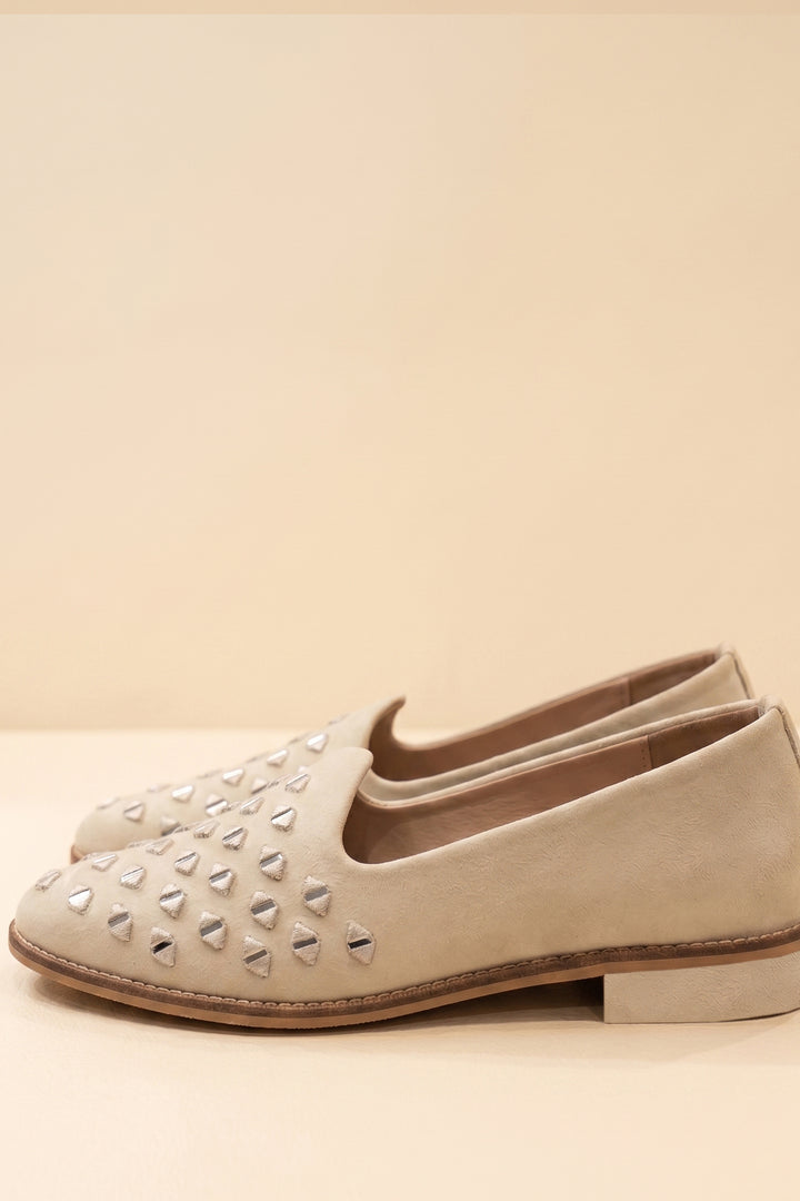 Ivory Mens Mirror Work Velvet Shoes.