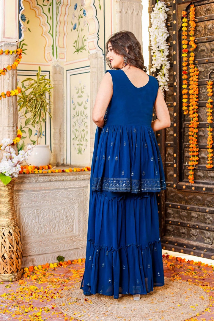 Indigo Blue Sharara Suit