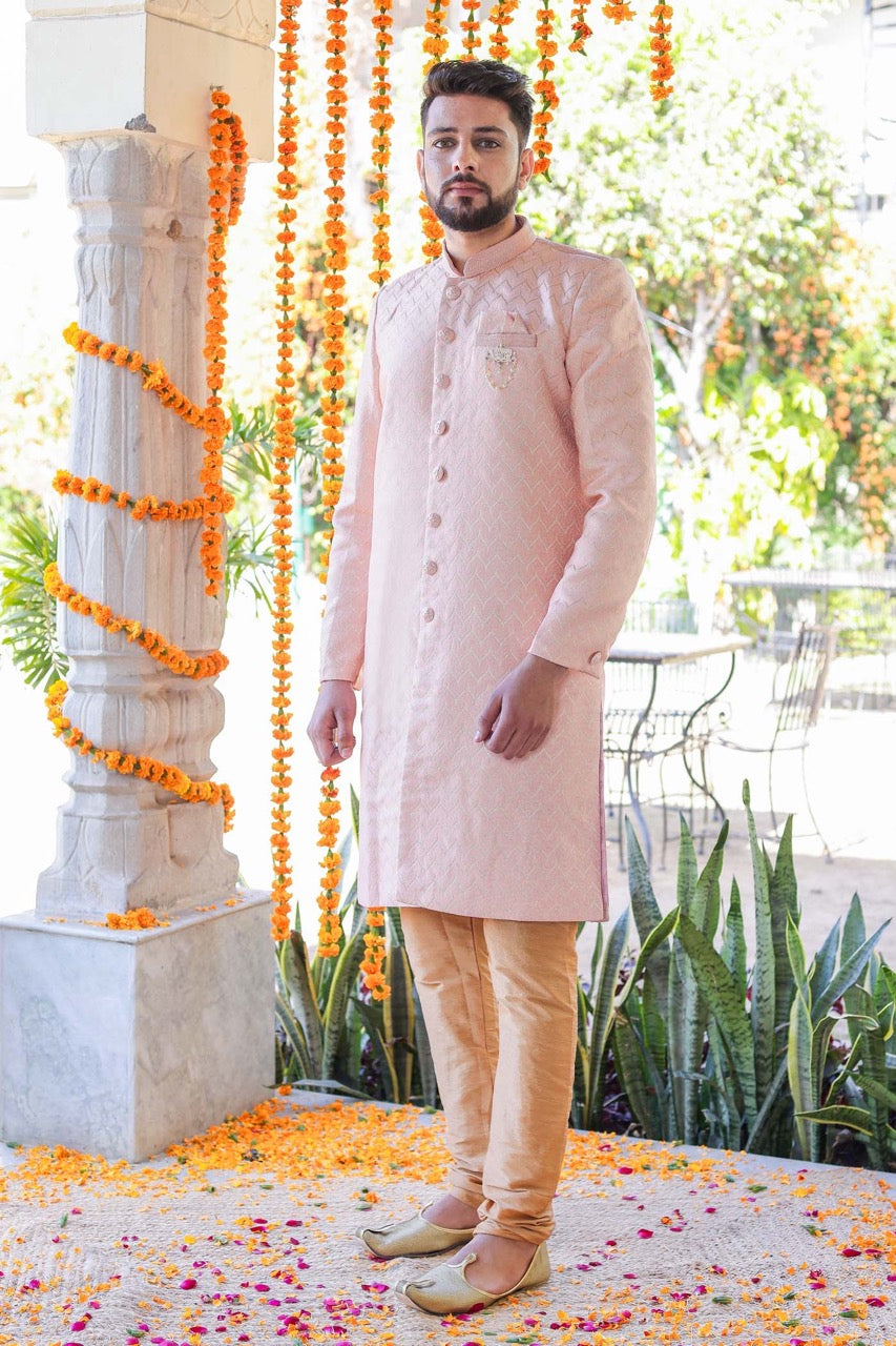 Peach Semi Indo-Western Suit.