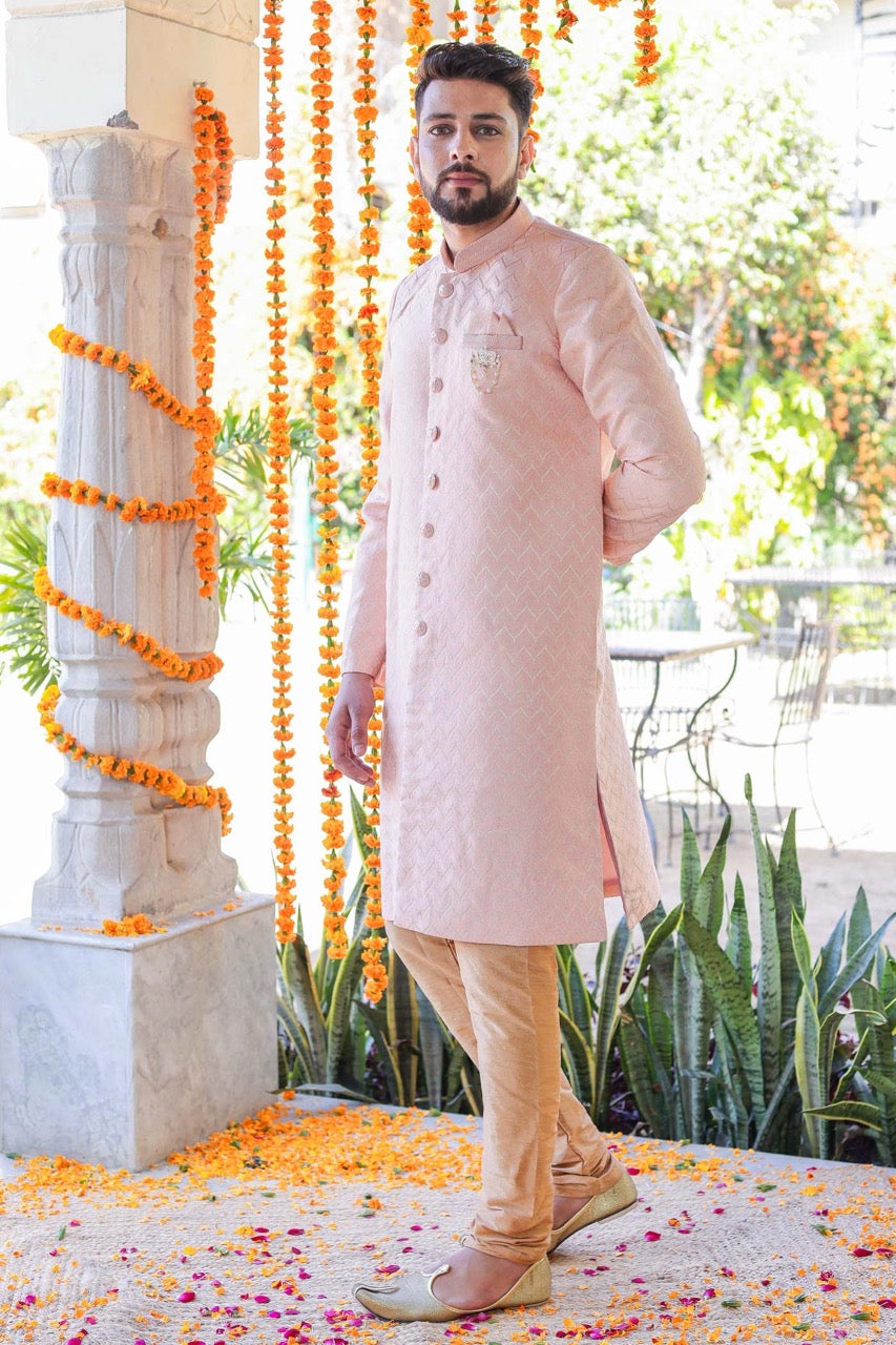 Peach Semi Indo-Western Suit.