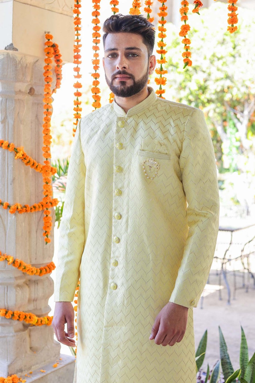 Light Yellow Semi Indo-Western Suit.