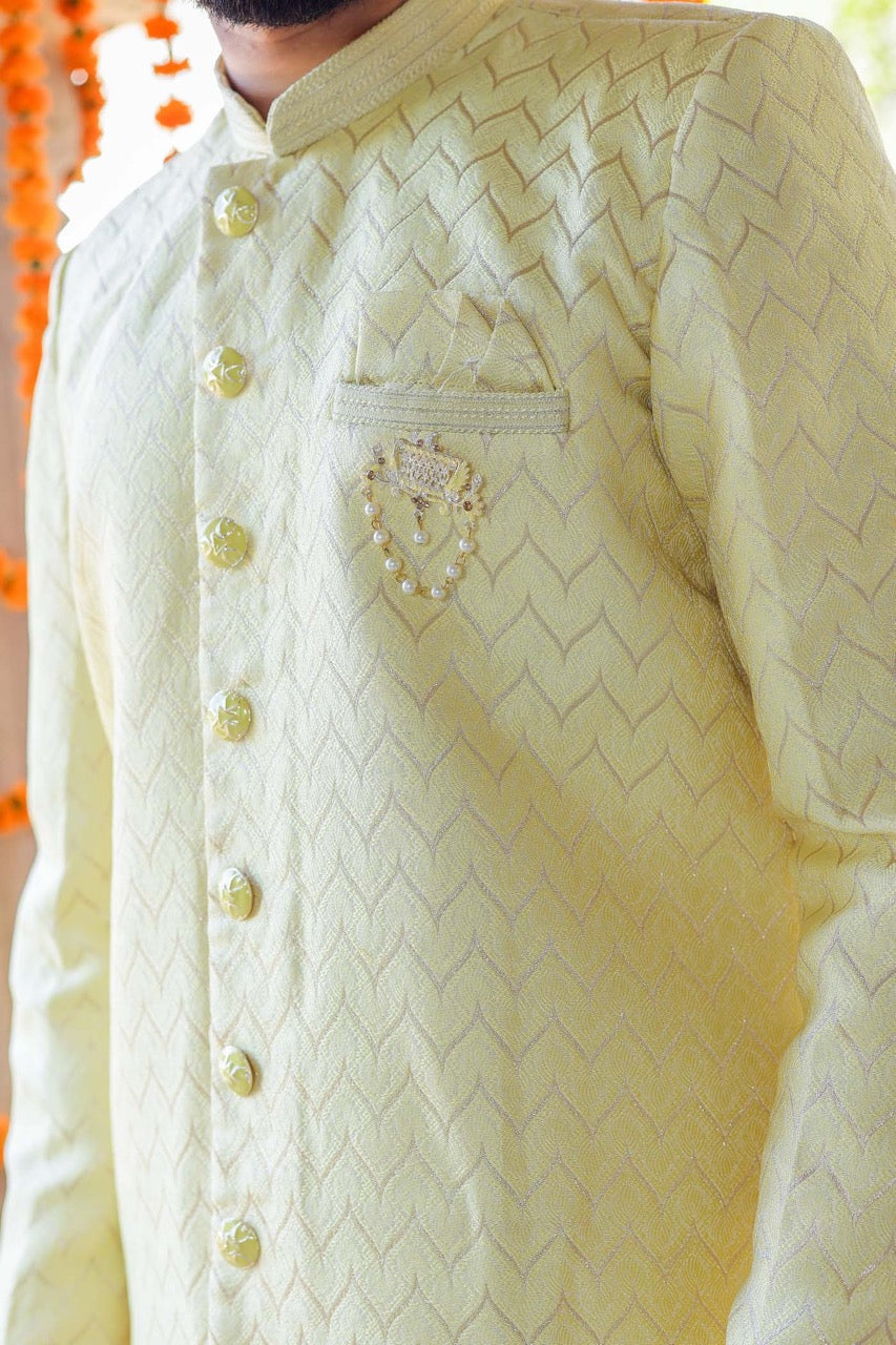 Light Yellow Semi Indo-Western Suit.