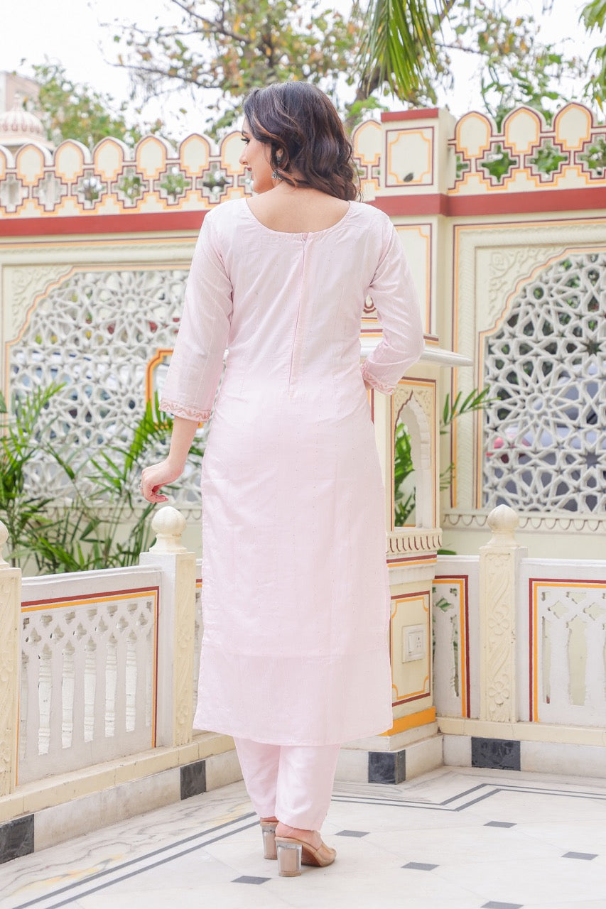 Straight Cut Light Pink Kurta Set