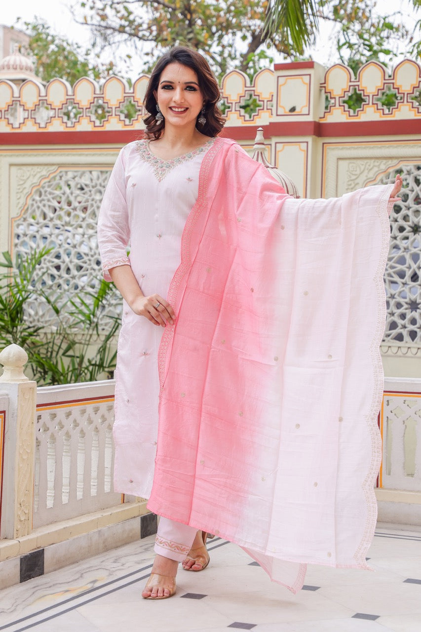 Straight Cut Light Pink Kurta Set