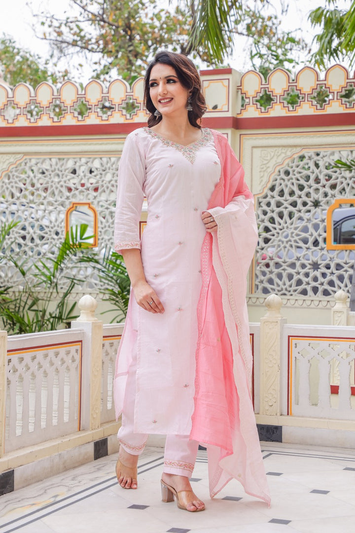 Straight Cut Light Pink Kurta Set