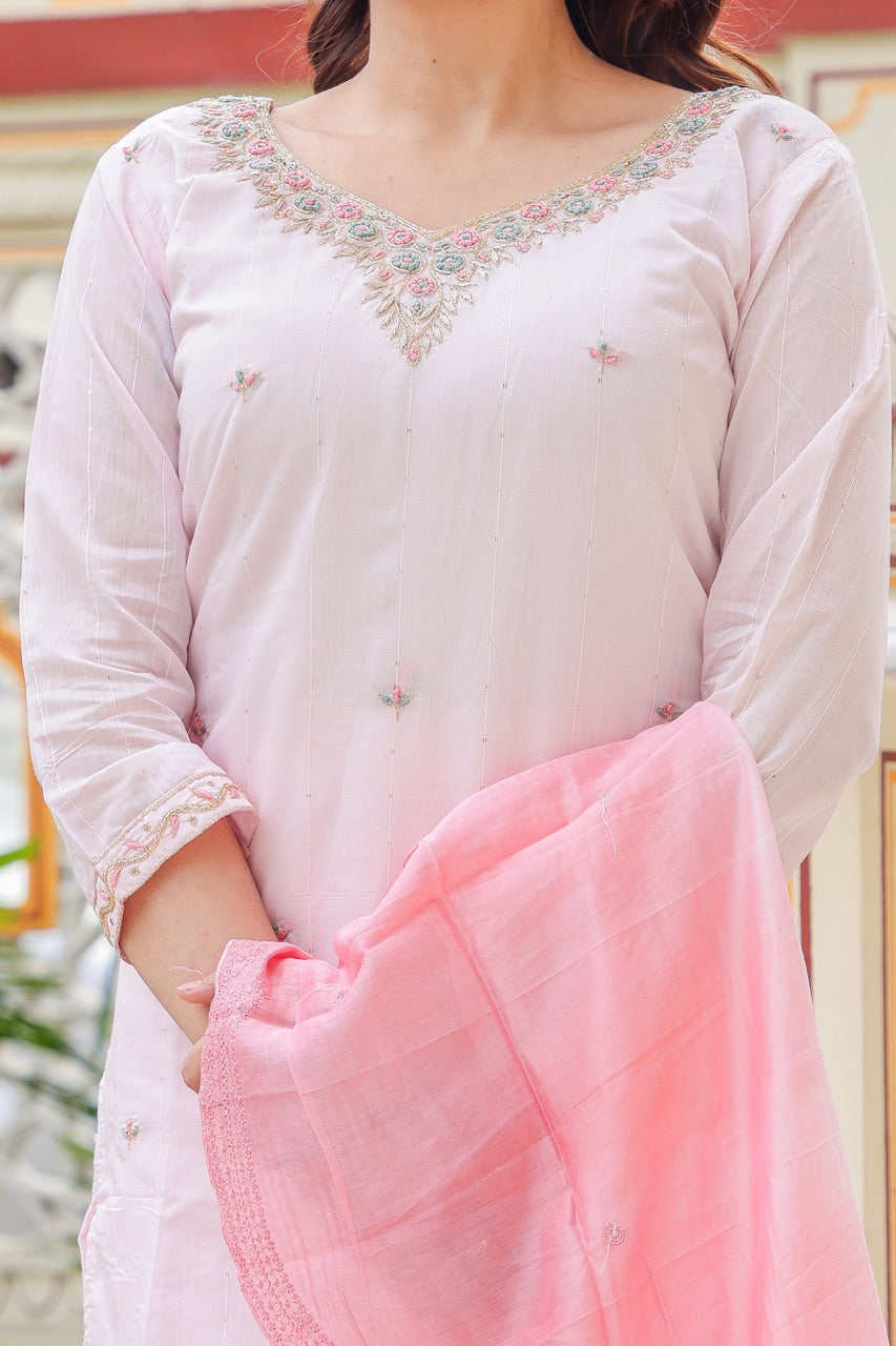 Straight Cut Light Pink Kurta Set