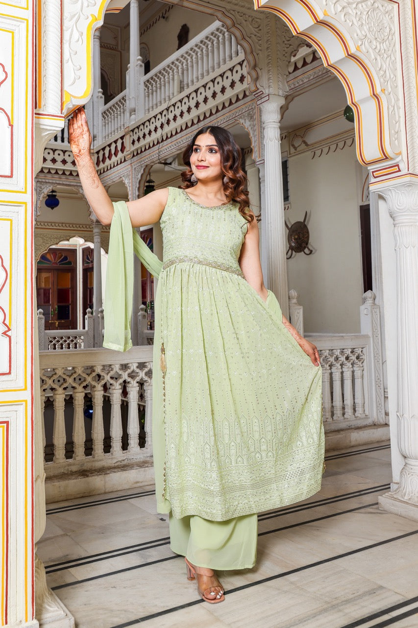 Mint Green Naira Cut Kurta Set