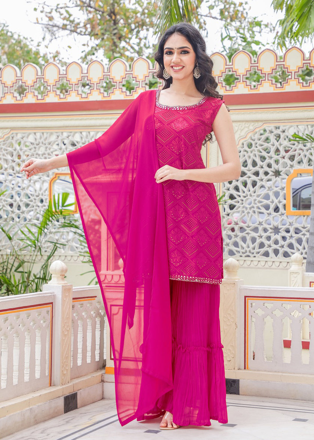 Pink Gharara Suit