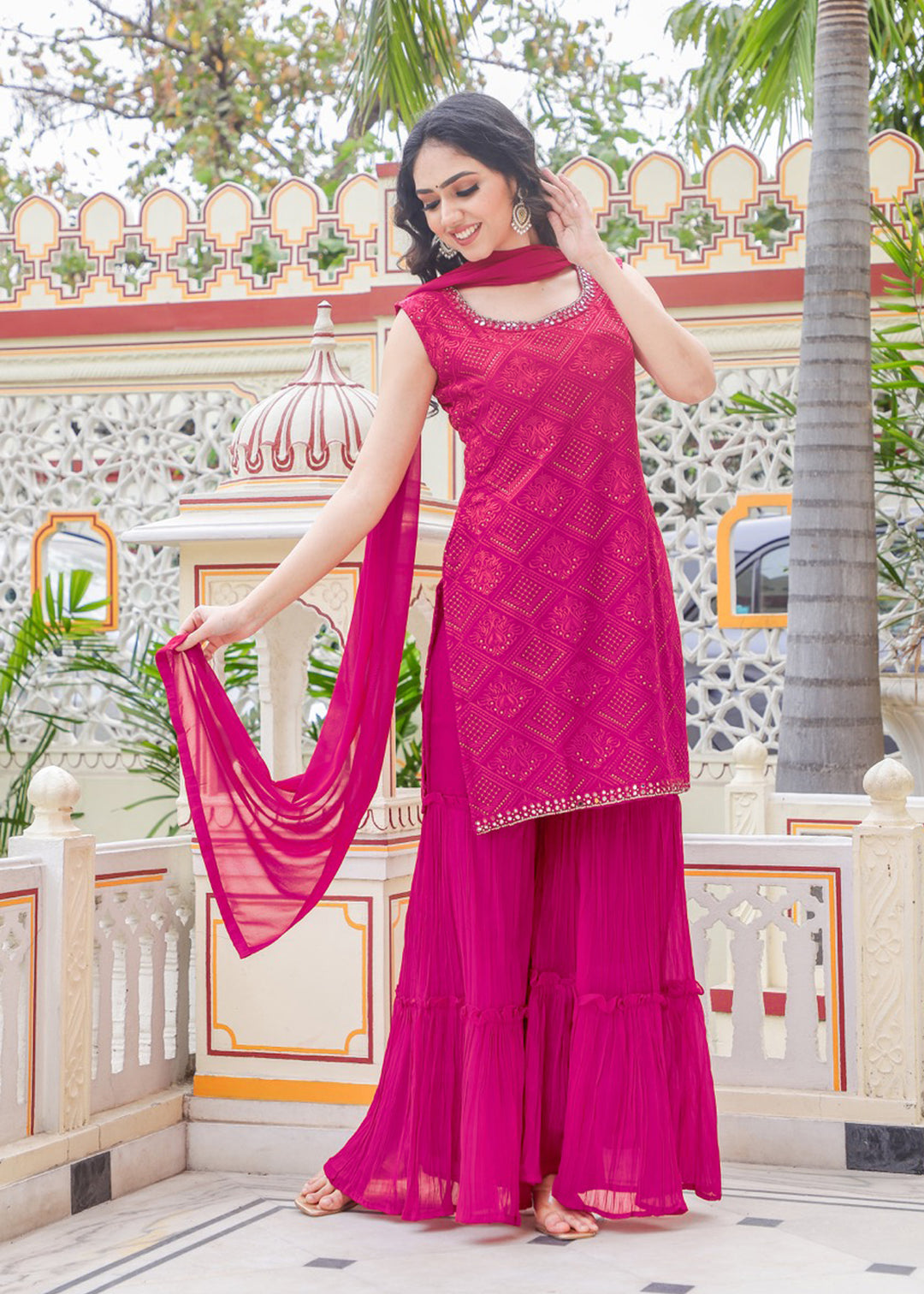 Pink Gharara Suit